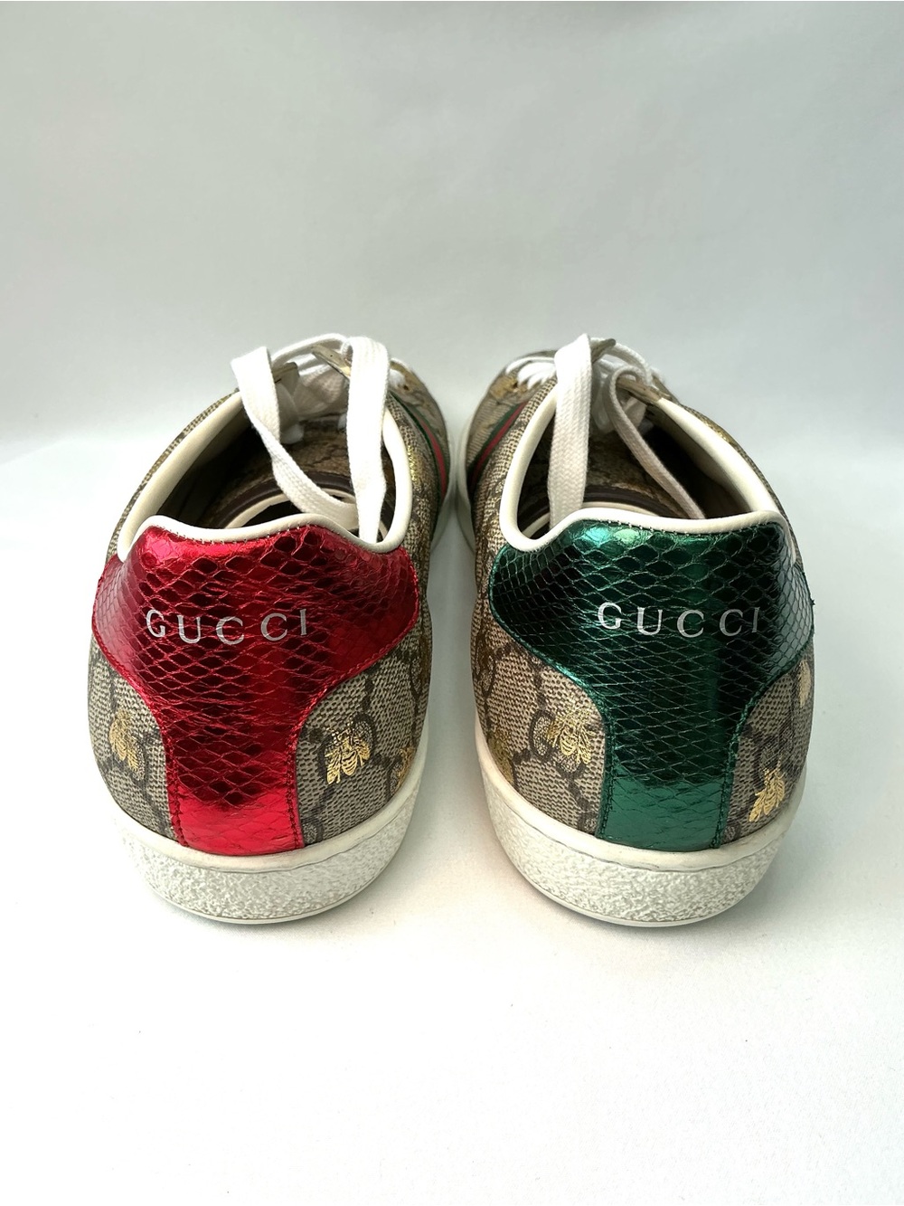 Gucci | Ace GG Supreme Bee Web Stripe Low-Top Sneakers Made In Italy - Picture 5 of 9